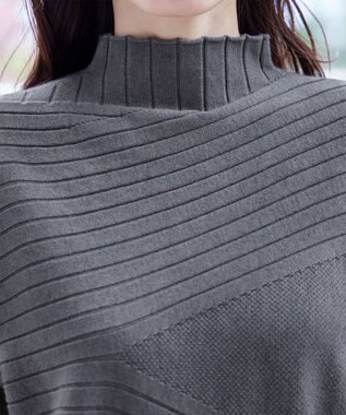 Tiaclasse 【新色追加・洗える】ランダムリブ編みドルマンニットチュニック チャコールグレー