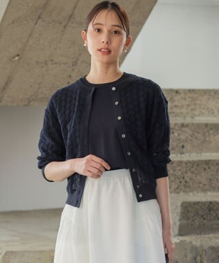 組曲 【先行予約・前後着用可】コットンフラワーレーシー カーディガン