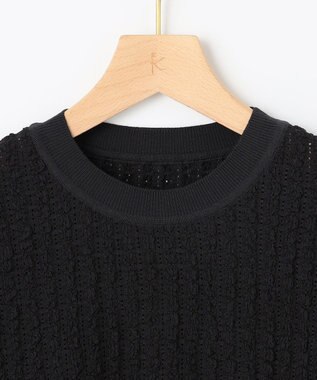 組曲 S レーシージャージーニットライク カットソー ブラック系