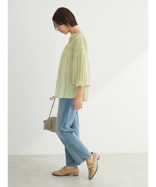 Green Parks マジョリカプリーツブラウス Light Green