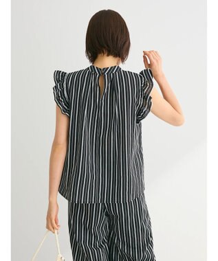 Green Parks ・ＥＬＥＮＣＡＲＥ　ＤＵＥ　ストライプフリルブラウス Black