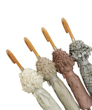 MOONBAT 【晴雨兼用日傘】LANVIN en Bleu (ランバン オン ブルー) 折りたたみ日傘 ドビーフリル 遮光 遮熱 UV ペールピンク（無地）