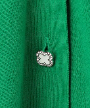 組曲 【ビジューボタン・アンサンブル対応】ハイゲージ ロングVネックカーディガン ダークグリーン系