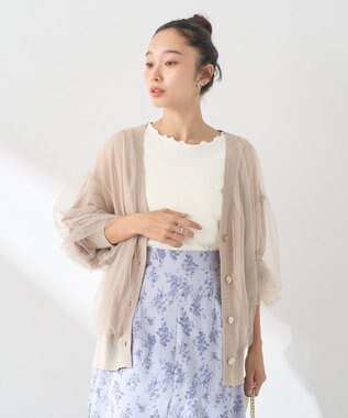 earth music&ecology チュールレイヤードカーディガン Beige