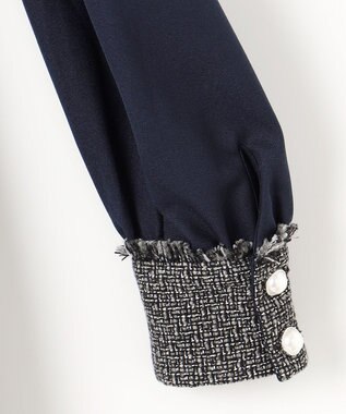 Feroux 【洗える】ツイードコンビミディ ワンピース ネイビー系