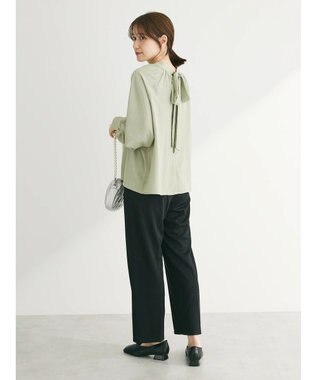 Green Parks らくスレストレートパンツ Black