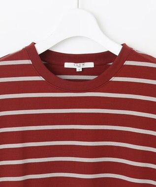 23区 【SLOW/一部店舗限定】2WAYデザイン TEE レッドxグレーボーダー