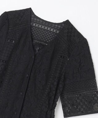 GRACE CONTINENTAL コンビレースVネックワンピース ブラック