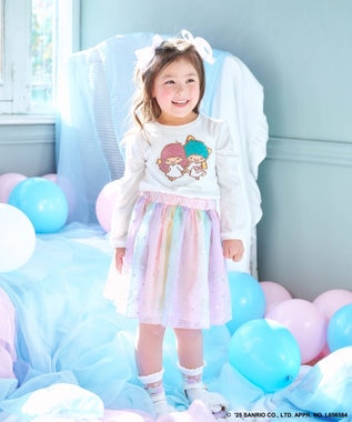 ANY KIDS 【any FAM× リトルツインスターズ 】キキ&ララ ミラクルスパンコール長袖Tシャツ オフホワイト