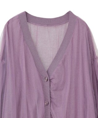 earth music&ecology チュールレイヤードカーディガン Grayish Pink