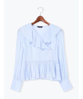 Te chichi ラッフルフリルペプラムブラウス サックスブルー