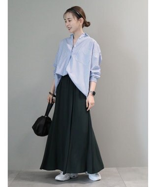 AMERICAN HOLIC ＵＶカット加工バックタックシャツチュニック Stripe Sax