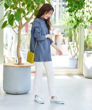 Tiaclasse 【新色追加・洗える】ランダムリブ編みドルマンニットチュニック ブルー