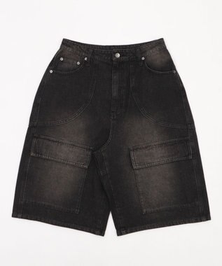 WEGO スウィッチングデニムカーゴショーツ デニムブラックソノタ