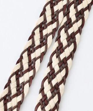 JOSEPH ABBOUD 【イタリア素材/日本製】レザーミックスブレイド ベルト キャメル系