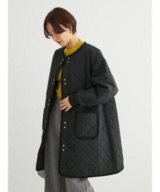 Green Parks キルティングミドル丈コート Black