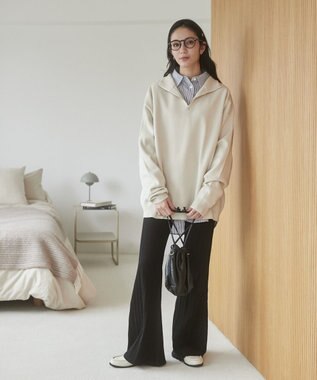 WEGO 【ユニセックス着用ITEM】ミラノリブハーフジッププルオーバー ホワイト