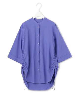 ICB 【洗える】コットンモダールローン バンドカラーシャツ ブルーベリー系
