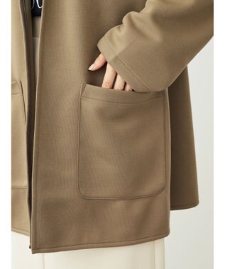 Green Parks ポンチフード付きカットカーディガン Gray Beige