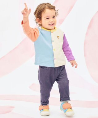 MIKI HOUSE HOT BISCUITS 【80-120cm】【Everyday Series】天竺素材 ワンポイントカーディガン マルチカラー