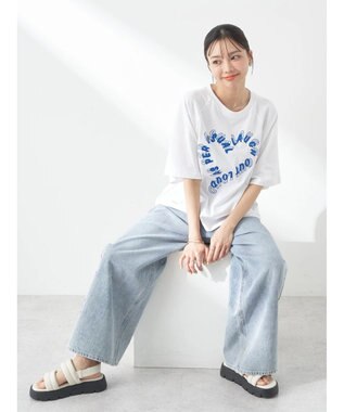 earth music&ecology ラメ刺繍ハートロゴＴ Off White