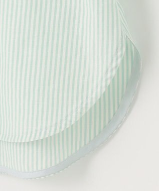 J.PRESS LADIES 【洗える】 コットンアセVis ストライプ バンドカラー ブラウス ライトグリーン系1