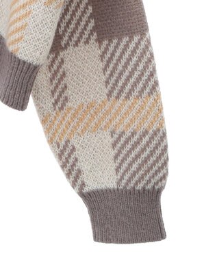 earth music&ecology チェックニットプルオーバー Beige