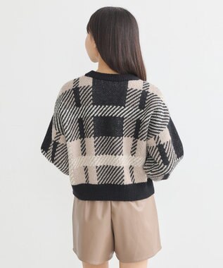 earth music&ecology チェックニットプルオーバー Black