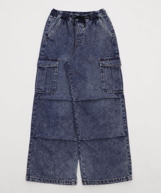 WEGO 【XS～Mサイズ展開/ウエストゴム 】デニムイージーパラシュートカーゴパンツ デニム中濃加工色
