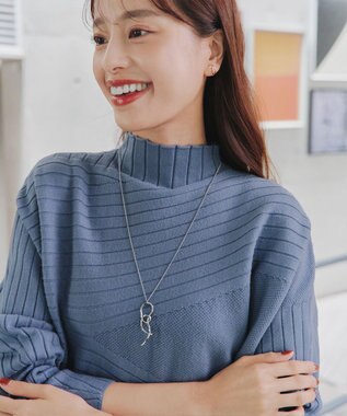 Tiaclasse 【新色追加・洗える】ランダムリブ編みドルマンニットチュニック ブルー