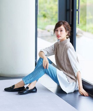 Tiaclasse 【洗える】フレアシャツチュニックブラウス オフホワイト