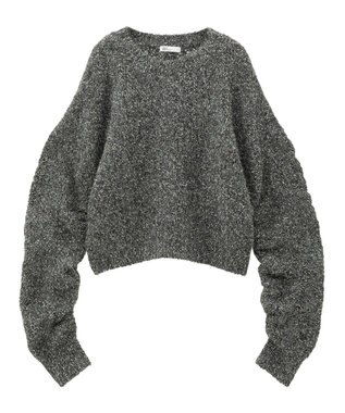 CRAFT STANDARD BOUTIQUE シャーリングスリーブニットプルオーバー Charcoal Gray