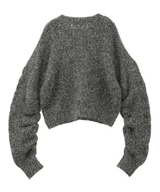 CRAFT STANDARD BOUTIQUE シャーリングスリーブニットプルオーバー Charcoal Gray