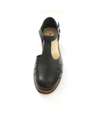 Pointer 本革 通気性Tストラップパンプス ブラック