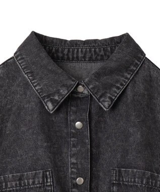 WEGO ヴィンテージウォッシュデニムショートシャツ ブラックその他