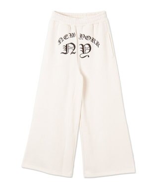 WEGO 【ウエストゴム】グラフィック刺繍裏起毛ワイドSWTパンツ ホワイトアイボリー