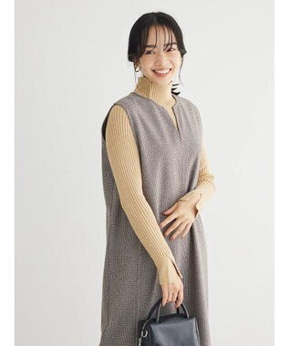 Green Parks 柄圧縮ポンチキーネックジャンスカ Brown