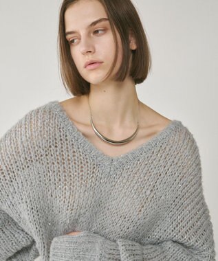 GRACE CONTINENTAL スパンコール畦ニットトップ グレー