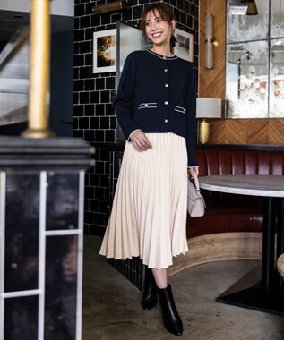 ANY SIS 【UVカット・アンチピリング・洗える】ウーステッドエステル  プリーツスカート アイボリー