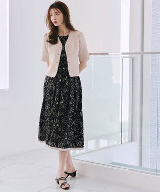 Tiaclasse 【洗える】ビジューボタン半袖ジャレロ ベージュ