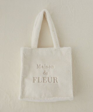 Maison de FLEUR ファーブランドロゴ刺繍スクエアトートバッグ Ivory
