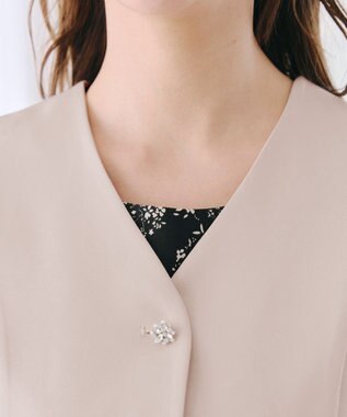 Tiaclasse 【洗える】ビジューボタン半袖ジャレロ ベージュ