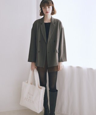 Maison de FLEUR ファーブランドロゴ刺繍スクエアトートバッグ Ivory