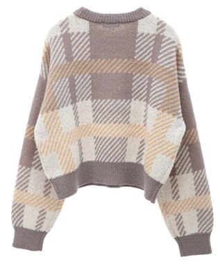 earth music&ecology チェックニットプルオーバー Beige