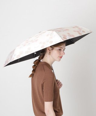 MOONBAT 【一級遮光/コンパクト】PAUL & JOE 晴雨兼用 日傘 折りたたみ日傘 軽量 総柄クリザンテーム 遮熱 UV ホワイト