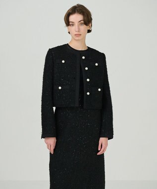 GRACE CONTINENTAL ツイードショートジャケット ブラック