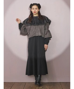 Green Parks ■ＥＳＣＡＲ　フラッフィーケープ付ショートコート Charcoal Gray