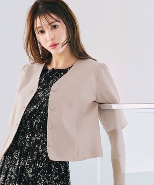 Tiaclasse 【洗える】ビジューボタン半袖ジャレロ ベージュ