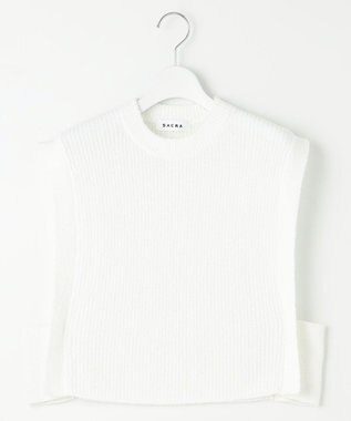 23区 【SACRA】コットンナイロンブークレ ポルカリブ ニット ホワイト系