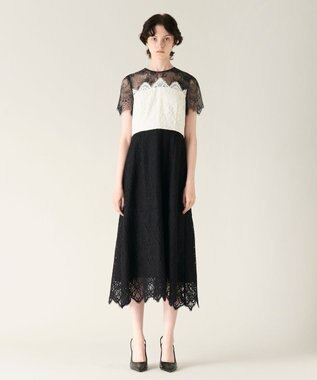 GRACE CONTINENTAL レース切替フレアドレス ブラック